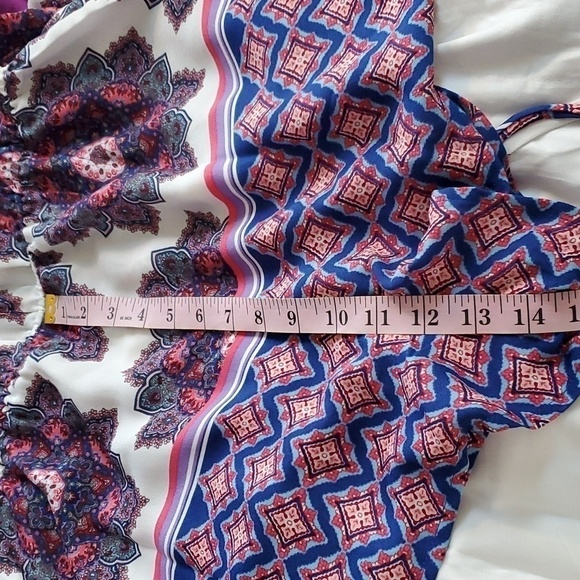 Be you Be Free- Womens White/Purple Floral Print Romper Open Back Boho Sz.XL - Picture 3 of 4